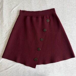 Sandro Burgundy A-Line Skirt